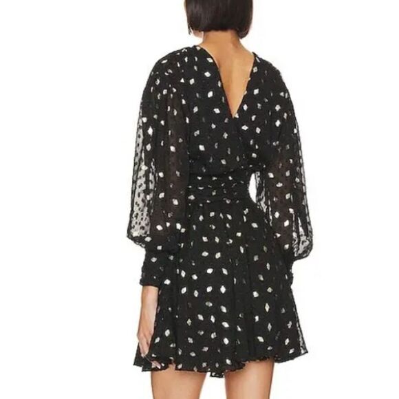 NWT Misa Los Angeles Davie dress diamond clip dot chiffon mini black Revolve XS - Picture 3 of 11